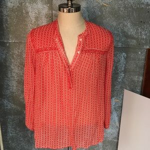 Lucky brand ditzy peasant sheer blouse XL NWT